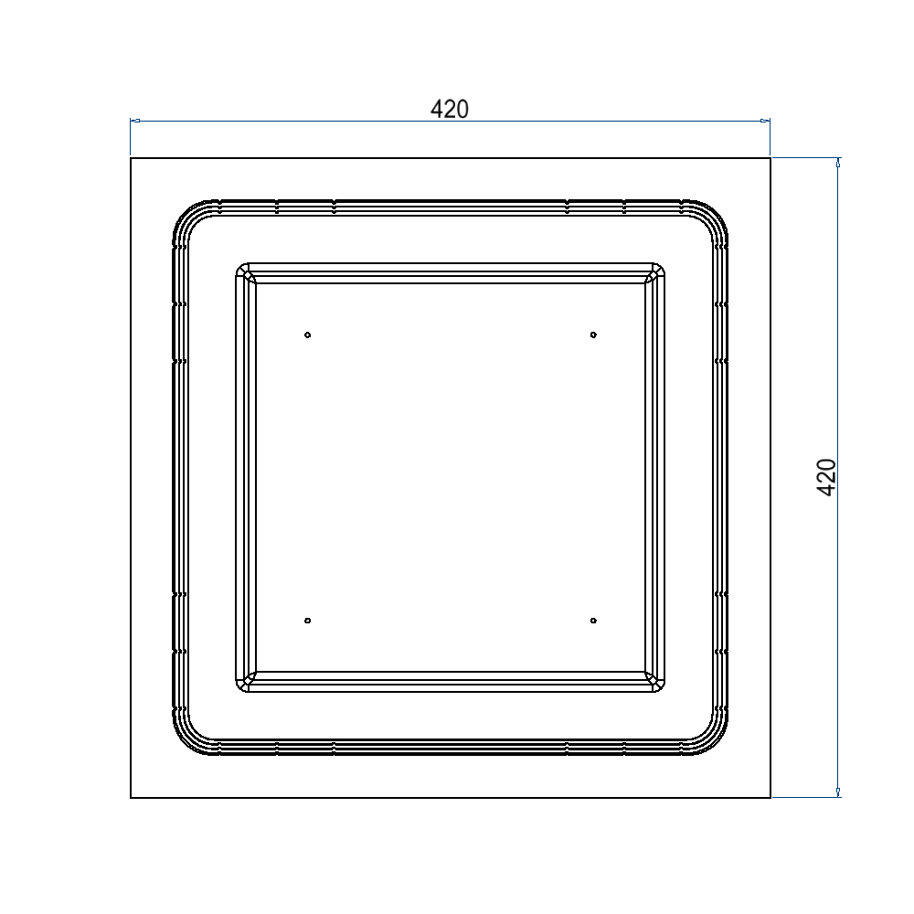 Kunststoff-Einbaubox, schwarz, zu UBD 260, oben: 270x270mm, unten: 420x420mm, H: 192mm