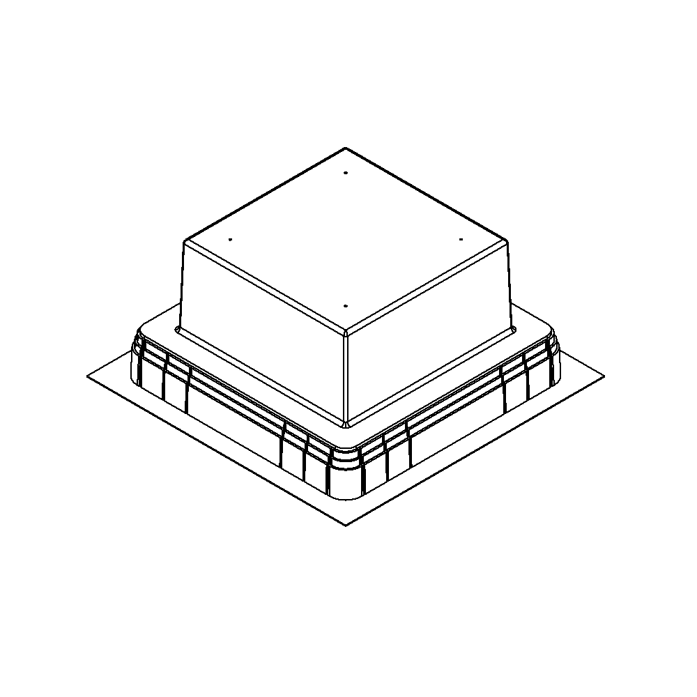 Kunststoff-Einbaubox, schwarz, zu UBD 260, oben: 270x270mm, unten: 420x420mm, H: 192mm