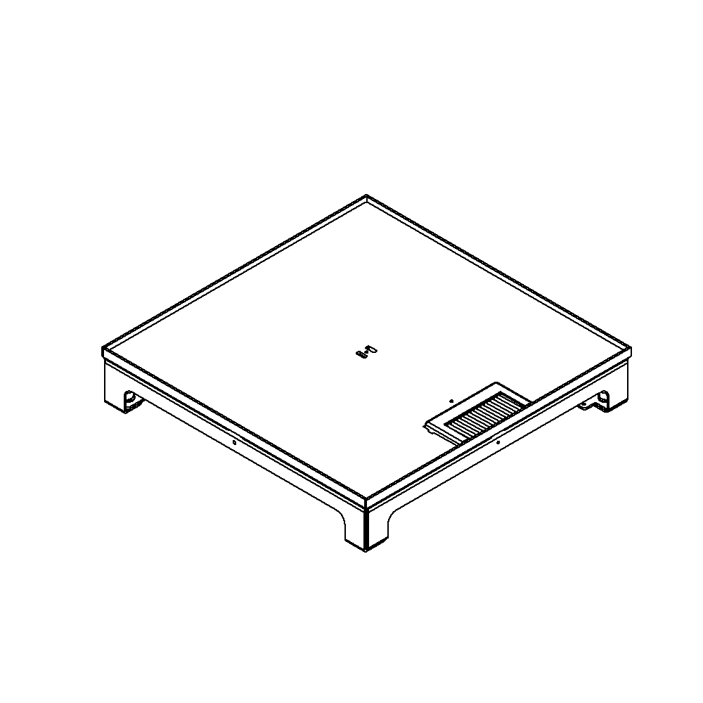 Unterflur-Bodendose UBD 320 aus Chromstahl inkl. Deckel, flach (SVZ),  5mm Vertiefung und 1 Bürstenauslass