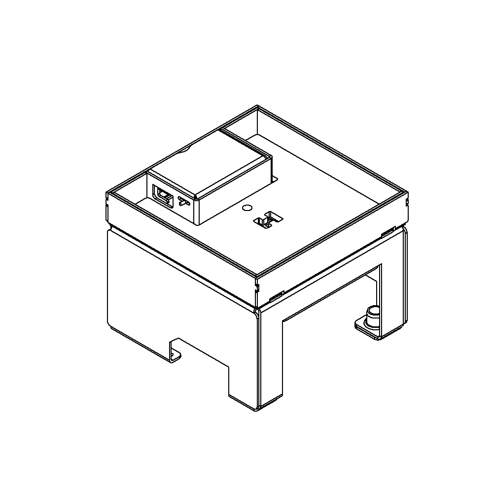 Schwerlast Unterflur-Bodendose UBD 130 aus Chromstahl inkl. Deckel und 4mm Verstärkungsplatte mit 16mm Vertiefung und 1 Schnurauslass