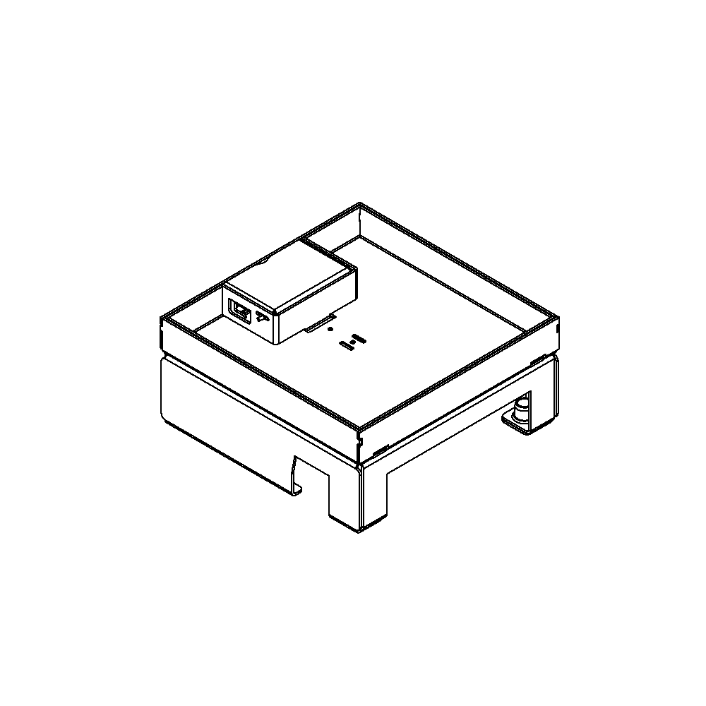 Unterflur-Bodendose UBD 160 small aus Chromstahl inkl. Deckel mit Kante, 20mm Vertiefung und 1 Schnurauslass