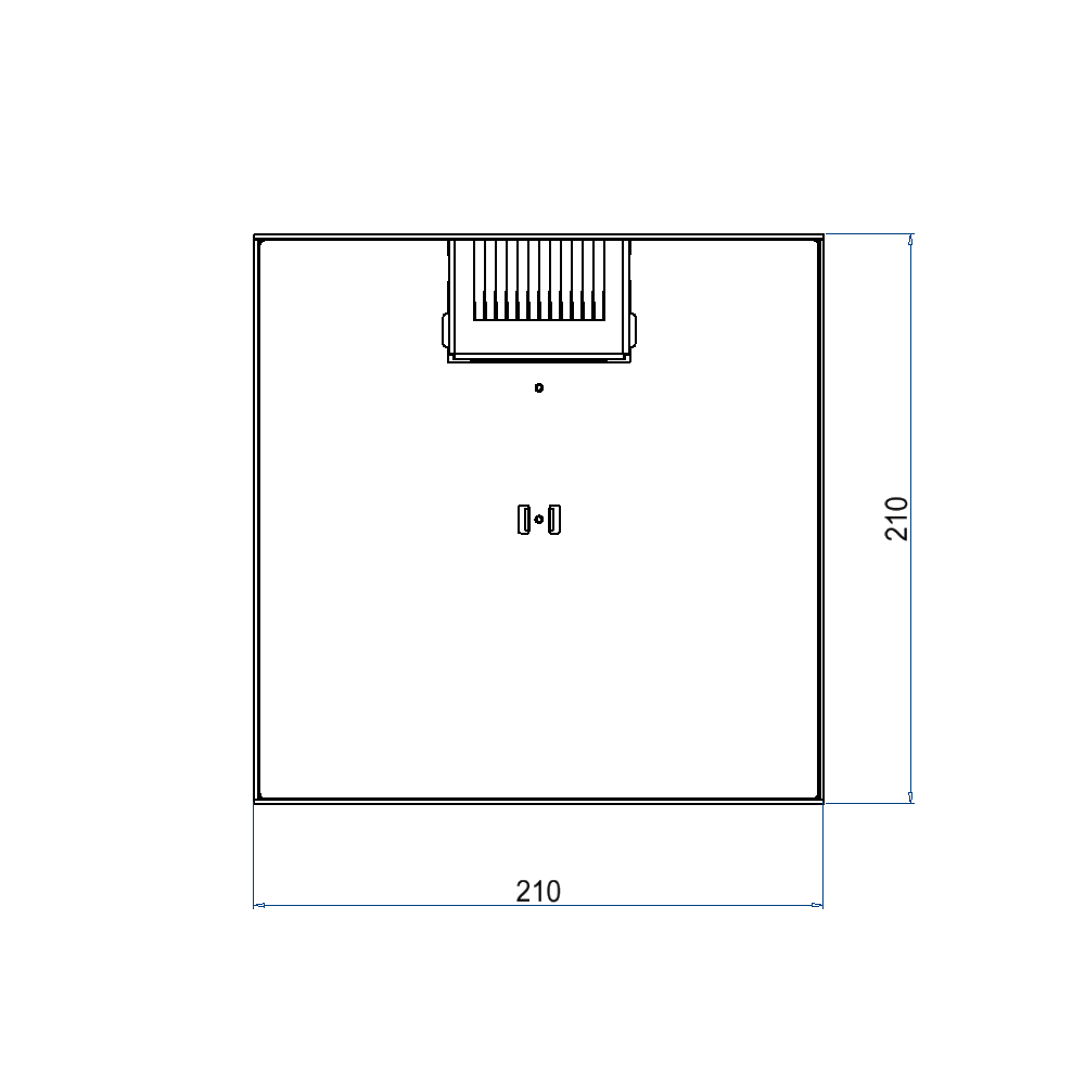 Unterflur-Bodendose UBD 210 small aus Chromstahl inkl. Deckel, flach (SVZ), 5mm Vertiefung und 1 Bürstenauslass