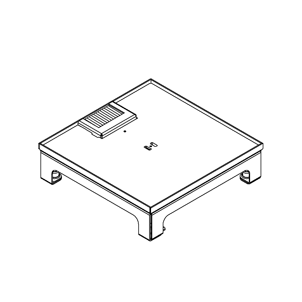 Unterflur-Bodendose UBD 210 small aus Chromstahl inkl. Deckel, flach (SVZ), 5mm Vertiefung und 1 Bürstenauslass