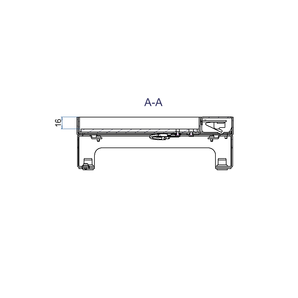 Schwerlast-Unterflur-Bodendose UBD 210 small aus Chromstahl inkl. Deckel mit 4mm Verstärkungsplatte, 16mm Vertiefung und 1 Schnurauslass