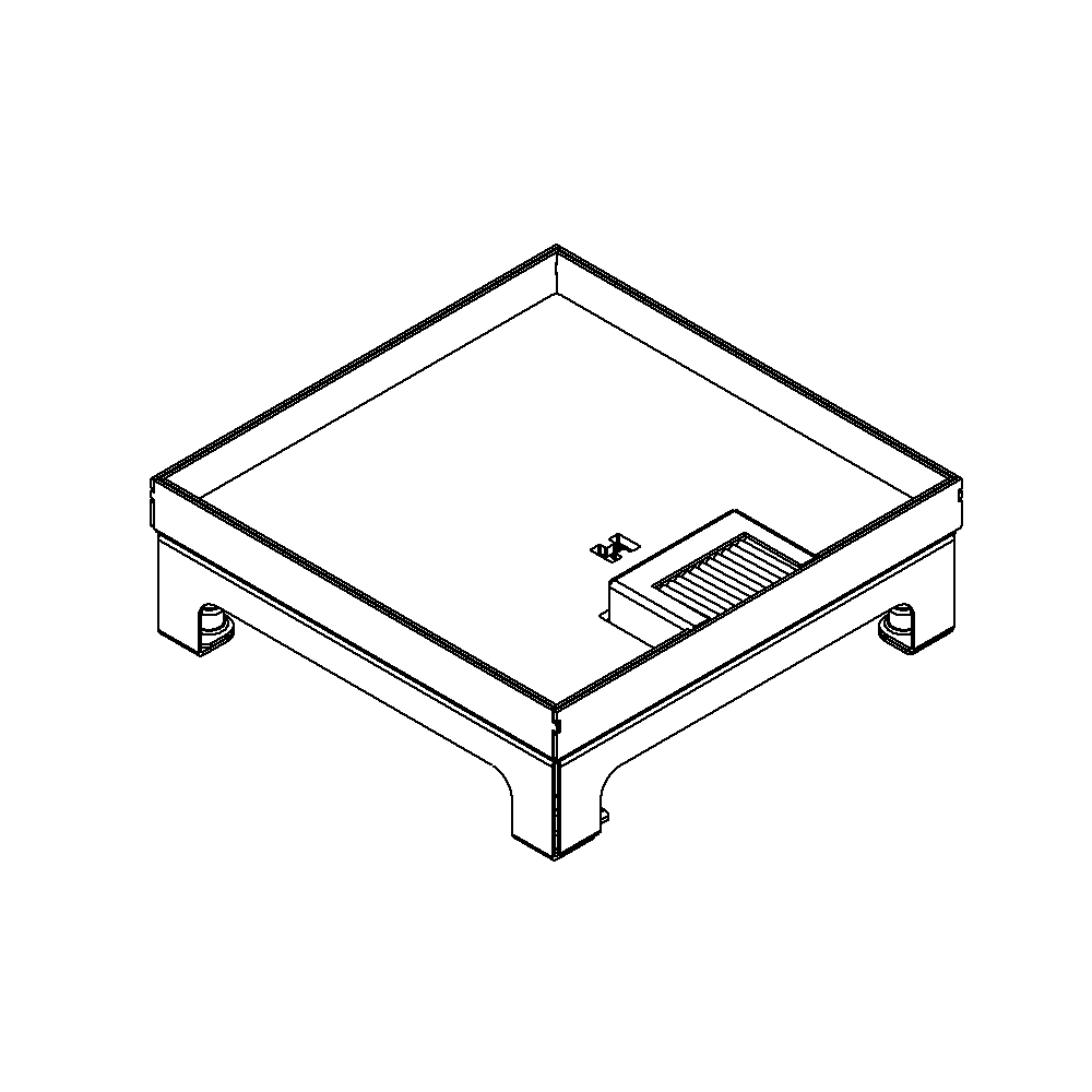 Schwerlast-Unterflur-Bodendose UBD 210 small aus Chromstahl inkl. Deckel mit 4mm Verstärkungsplatte, 16mm Vertiefung und 1 Bürstenauslass