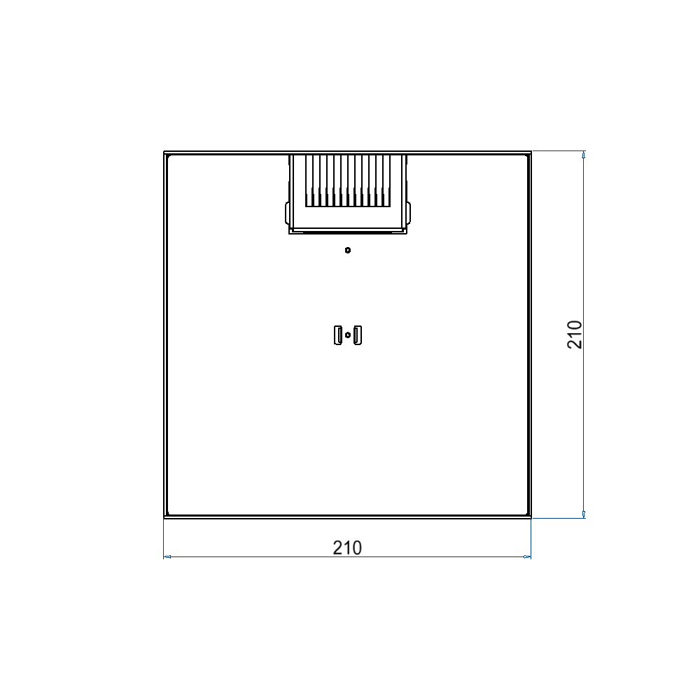Unterflur-Bodendose UBD 210 aus Chromstahl inkl. Deckel, flach (SVZ), 5mm Vertiefung und 1 Bürstenauslass