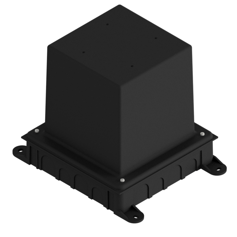Kunststoff-Einbaubox schwarz zu UBD 130, oben: 140x140mm, unten: 180x230mm, H: 185mm