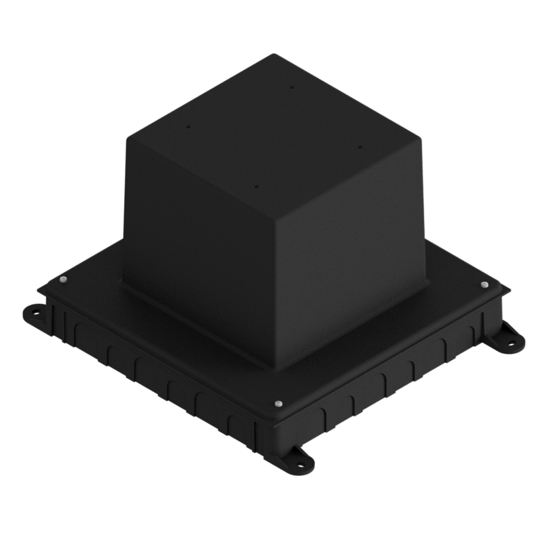 Boîte d'encastrement plastique noir pour UBD 160, en haut: 170x170mm, en bas: 260x310mm, H: 185mm 