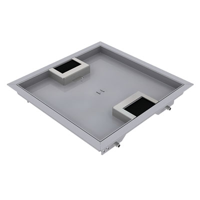[DBR 210 152] Doppelboden-Auslass DBR 210 aus Chromstahl inkl. Deckel, mit 15mm Vertiefung, Rand und 2 Bürstenauslässen