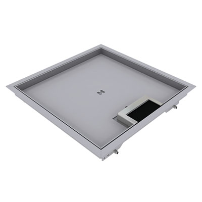 [DBR 260 151] Doppelboden-Auslass DBR 260 aus Chromstahl inkl. Deckel, mit 15mm Vertiefung, Rand und 1 Bürstenauslass