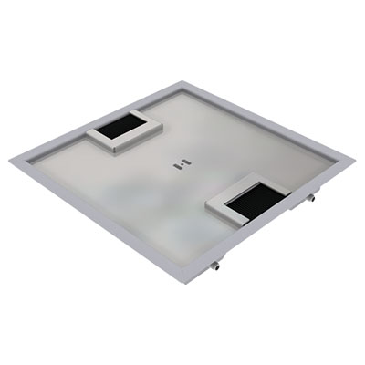 Doppelboden-Auslass DBR 210 aus Chromstahl inkl. Deckel (SVZ), mit 5mm Vertiefung, Rand und 2 Bürstenauslässen