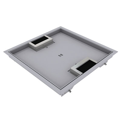 [DBR 260 152] Doppelboden-Auslass DBR 260 aus Chromstahl inkl. Deckel, mit 15mm Vertiefung, Rand und 2 Bürstenauslässen