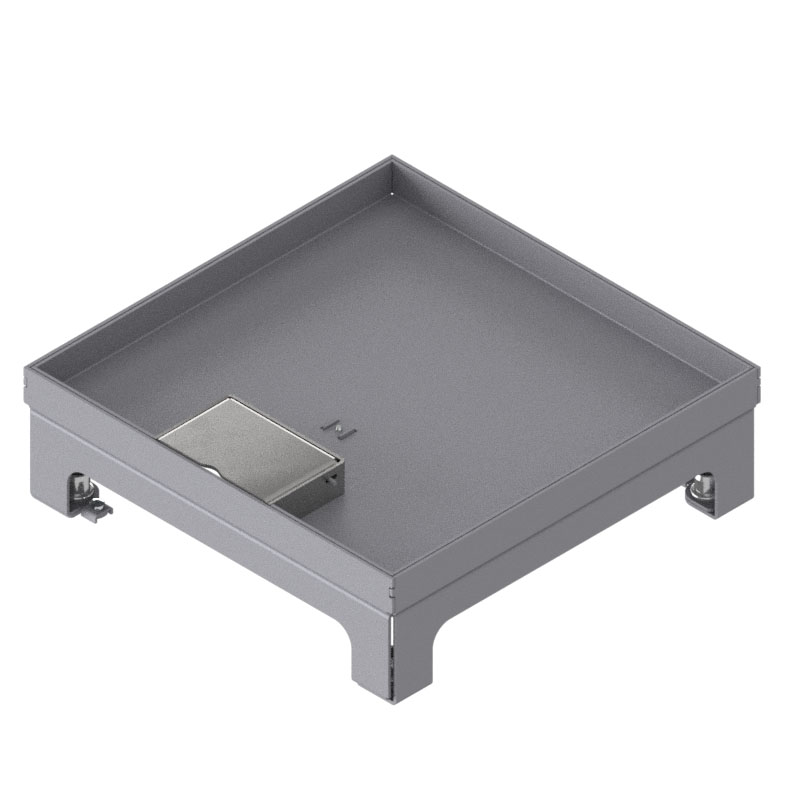 [UBD 215 205] Unterflur-Bodendose UBD 210 small aus Chromstahl inkl. Deckel mit Kante, 15mm Vertiefung und 1 Schnurauslass
