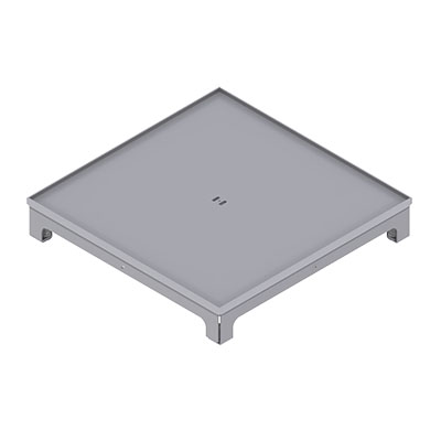 [UBD 322 319] Boîte de sol UBD 320 en acier inoxydable, faux couvercle inclus, plate (AGS), sans bord, évidement de 5mm 