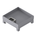 Boîte de sol UBD 210 small en acier inoxydable, couvercle avec bord, fermé, évidement de 30mm et 1 sortie de brosse inclus