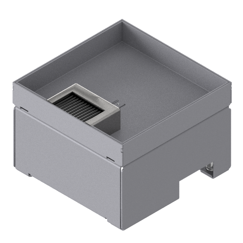 [UBD 162 252] Unterflur-Bodendose UBD 160 aus Chromstahl inkl. Deckel mit Kante, 25mm Vertiefung und 1 Bürstenauslass