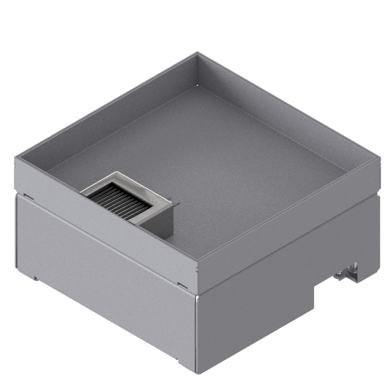 [UBD 212 302] Boîte de sol UBD 210 en acier inoxydable, inclus couvercle avec bord, fermé, évidement de 30mm et 1 sortie de brosse