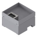 Boîte de sol UBD 160 en acier inoxydable, couvercle avec bord, fermé, évidement de 30mm et 1 sortie de brosse inclus