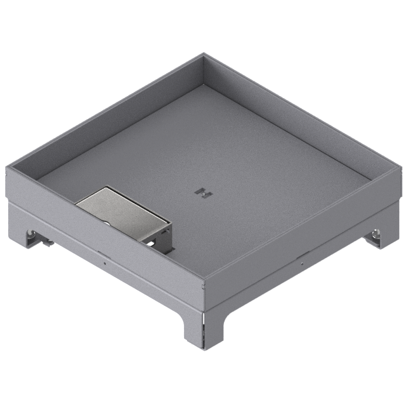 [UBD 264 301] Unterflur-Bodendose UBD 260 aus Chromstahl inkl. Deckel mit Kante, 30mm Vertiefung und 1 Schnurauslass