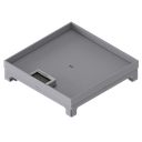 Boîte de sol UBD 320 en acier inoxydable, couvercle avec bord, fermé, bord, évidement de 25mm et 1 sortie de brosse inclus 