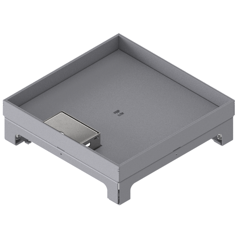 [UBD 264 251] Unterflur-Bodendose UBD 260 aus Chromstahl inkl. Deckel mit Kante, 25mm Vertiefung und 1 Schnurauslass