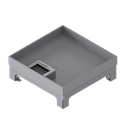 [UBD 217 252] Boîte de sol UBD 210 small en acier inoxydable, couvercle avec bord, fermé, évidement de 25mm et 1 sortie de brosse inclus 