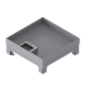 [UBD 217 252] Unterflur-Bodendose UBD 210 small aus Chromstahl inkl. Deckel mit Kante, 25mm Vertiefung und 1 Bürstenauslass