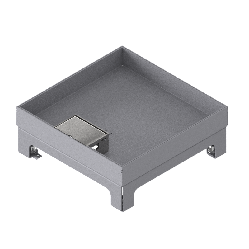 [UBD 217 301] Unterflur-Bodendose UBD 210 small aus Chromstahl inkl. Deckel mit Kante, geschlossen, 30mm Vertiefung und 1 Schnurauslass