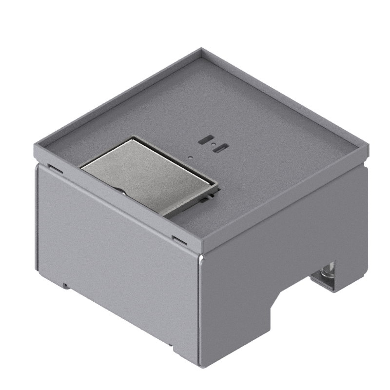 [UBD 132 051] Unterflur-Bodendose UBD 130 aus Chromstahl inkl. Deckel, flach (SVZ), 5mm Vertiefung und 1 Schnurauslass