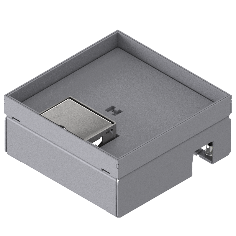 [UBD 167 161] Schwerlast-Unterflur-Bodendose UBD 160 small aus Chromstahl inkl. Deckel mit Kante, geschlossen, 4mm Verstärkungsplatte, 16mm Vertiefung und 1 Schnurauslass