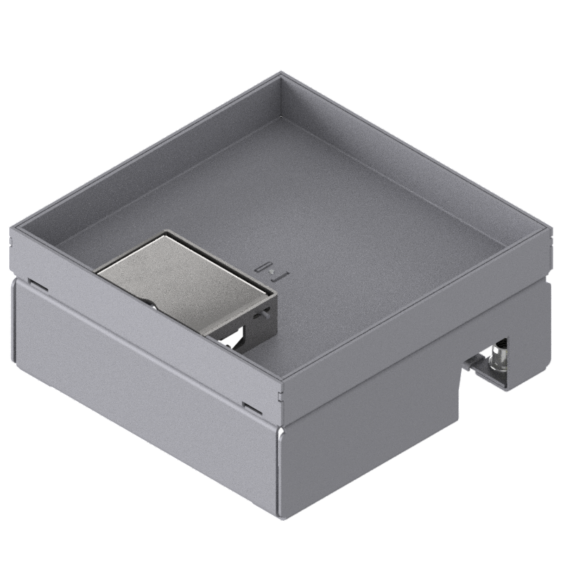 [UBD 167 201] Unterflur-Bodendose UBD 160 small aus Chromstahl inkl. Deckel mit Kante, geschlossen, 20mm Vertiefung und 1 Schnurauslass