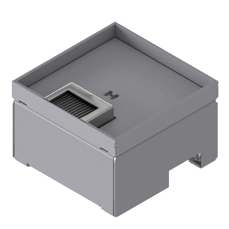 [UBD 162 162] Schwerlast-Unterflur-Bodendose UBD 160 aus Chromstahl inkl. Deckel mit 4mm Verstärkungsplatte, 16mm Vertiefung und 1 Bürstenauslass