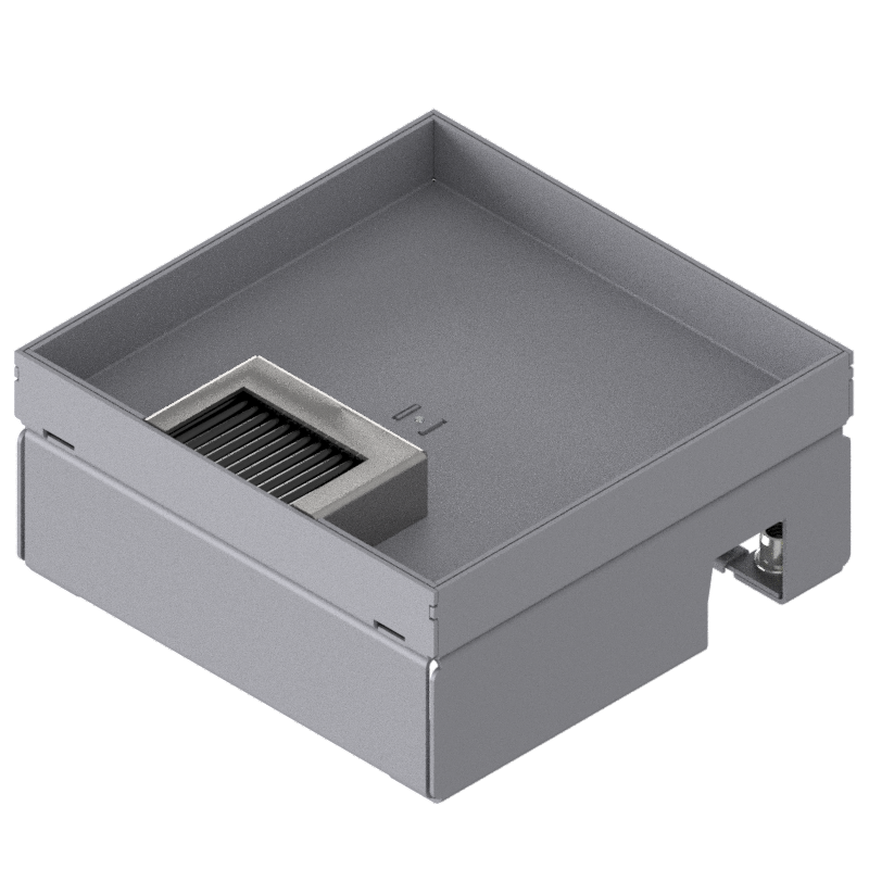 [UBD 167 202] Unterflur-Bodendose UBD 160 small aus Chromstahl inkl. Deckel mit Kante, 20mm Vertiefung und 1 Bürstenauslass