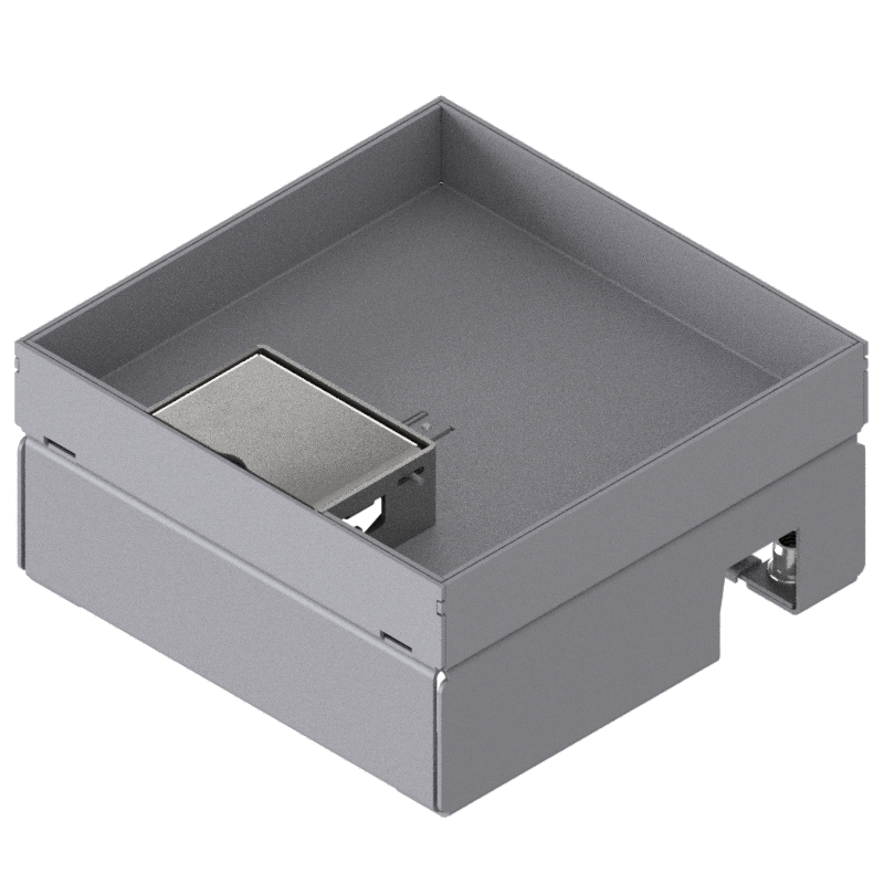 [UBD 167 251] Unterflur-Bodendose UBD 160 small aus Chromstahl inkl. Deckel mit Kante, geschlossen, 25mm Vertiefung und 1 Schnurauslass