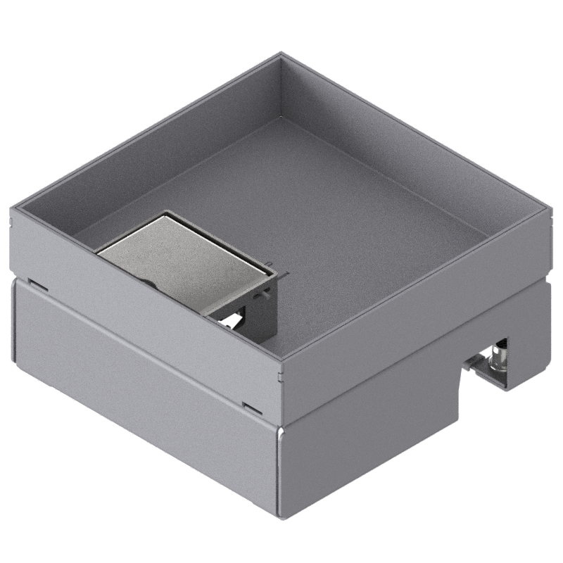 [UBD 167 301] Unterflur-Bodendose UBD 160 small aus Chromstahl inkl. Deckel mit Kante, geschlossen, 30mm Vertiefung und 1 Schnurauslass