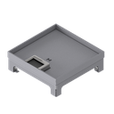 Boîte de sol pour charges lourdes UBD 210 small en acier inoxydable, couvercle avec bord, fermé, plaque de renforcement de 4 mm avec évidement de 16 mm et 1 sortie de brosse inclus