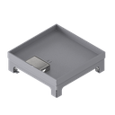 Boîte de sol UBD 210 small en acier inoxydable, couvercle avec bord, fermé, évidement de 20mm et 1 sortie de cordon inclus