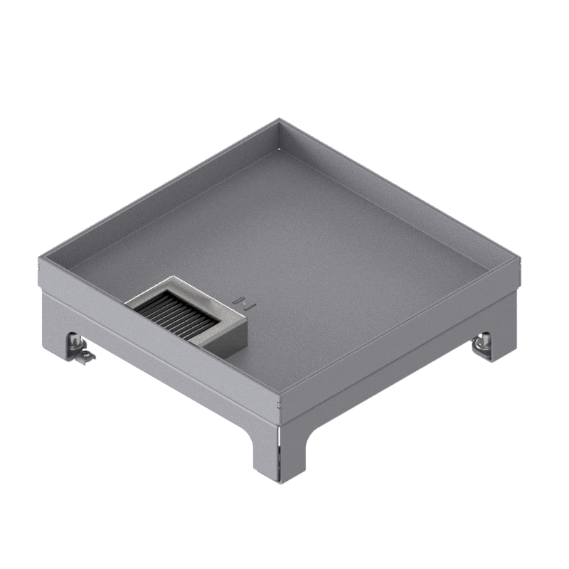 [UBD 217 202] Unterflur-Bodendose UBD 210 small aus Chromstahl inkl. Deckel mit Kante, geschlossen, 20mm Vertiefung und 1 Bürstenauslass