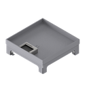 Boîte de sol UBD 210 small en acier inoxydable, couvercle avec bord, fermé, évidement de 20mm et 1 sortie de brosse inclus