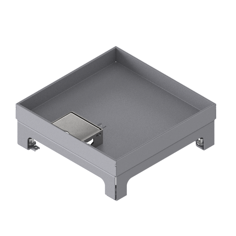 [UBD 217 251] Unterflur-Bodendose UBD 210 small aus Chromstahl inkl. Deckel mit Kante, 25mm Vertiefung und 1 Schnurauslass