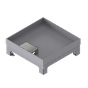 Unterflur-Bodendose UBD 210 small aus Chromstahl inkl. Deckel mit Kante, 25mm Vertiefung und 1 Schnurauslass