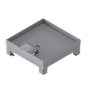 Schwerlast-Unterflur-Bodendose UBD 210 small aus Chromstahl inkl. Deckel mit Kante, geschlossen, 4mm Verstärkungsplatte, 16mm Vertiefung und 1 Schnurauslass