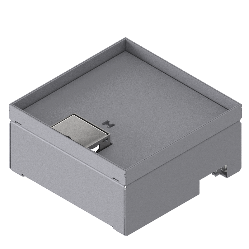 [UBD 212 161] Schwerlast-Unterflur-Bodendose UBD 210 aus Chromstahl inkl. Deckel mit Kante, geschlossen, 4mm Verstärkungsplatte, 16mm Vertiefung und 1 Schnurauslass