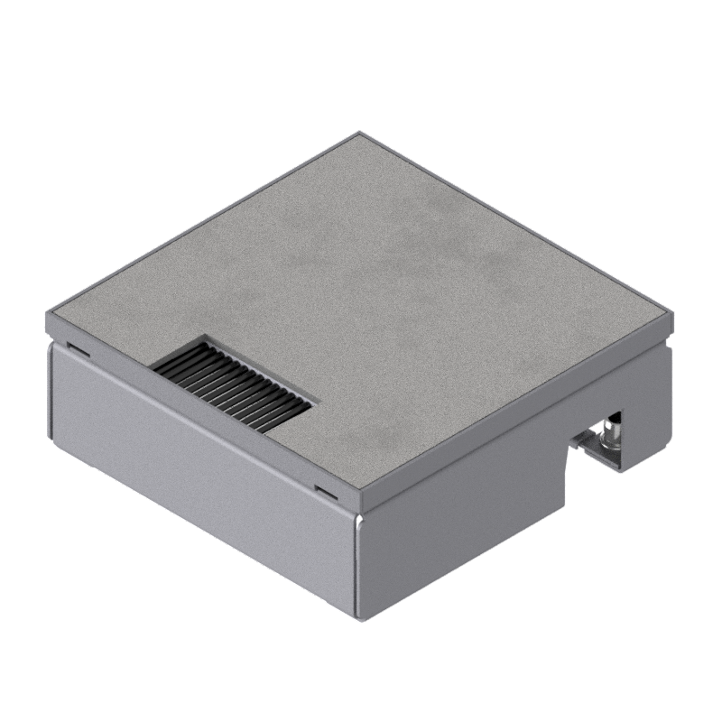 [UBD 167 163] Boîte de sol pour charges lourdes UBD 160 small en acier inoxydable, couvercle et plaque de renforcement de 4 mm et 1 sortie de brosse inclus