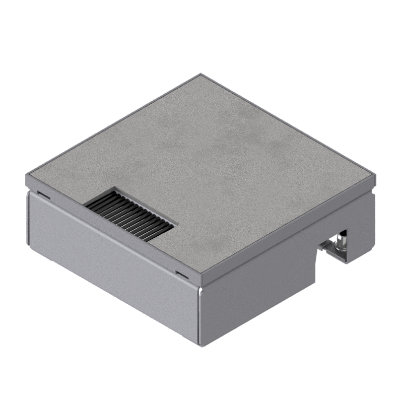 [UBD 167 163] Schwerlast-Unterflur-Bodendose UBD 160 small aus Chromstahl inkl. belegtem Deckel aus Chromstahl, geschliffen, und 4mm Verstärkungsplatte und 1 Bürstenauslass