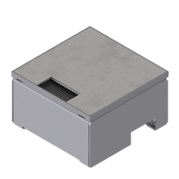 [UBD 162 163] Schwerlast-Unterflur-Bodendose UBD 160 aus Chromstahl inkl. belegtem Deckel aus Chromstahl, geschlossen, 4mm Verstärkungsplatte und 1 Bürstenauslass